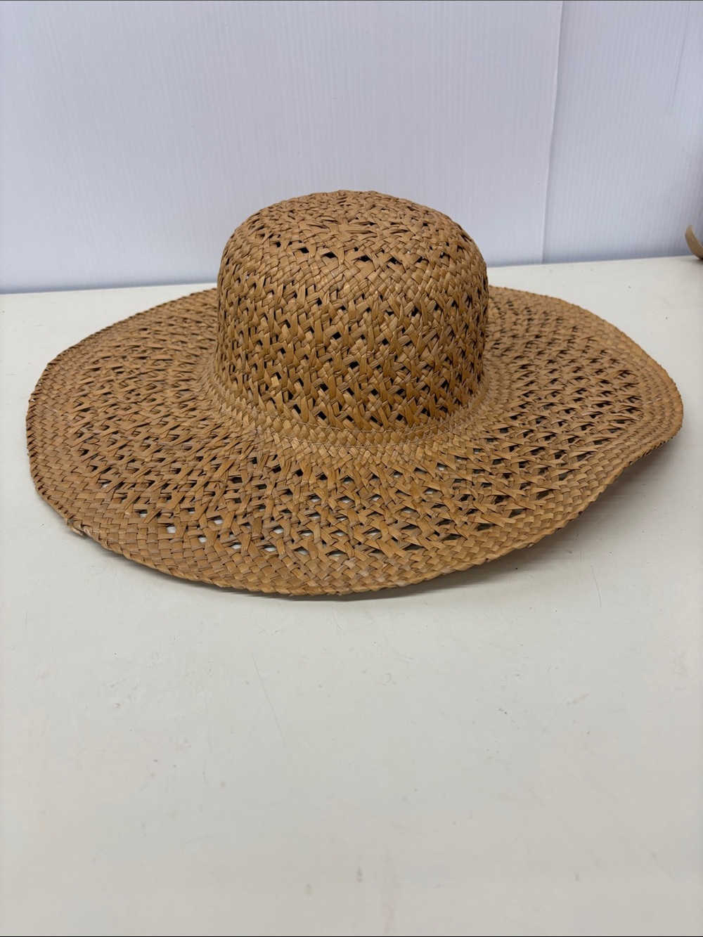 Women’s Wide-Brim Woven Straw Sun Hat - Natural Brown
